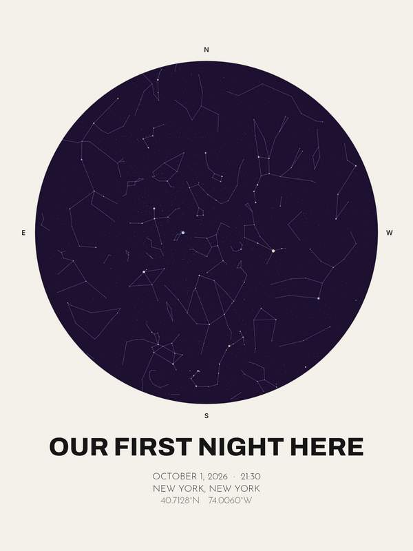 Our First Night Here, Personalized New Home Star Map Print - image 1