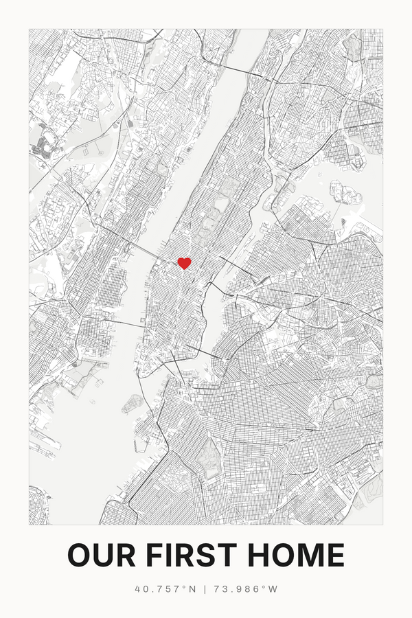 Our First Home Map Print, Personalized Housewarming Gift - image 1