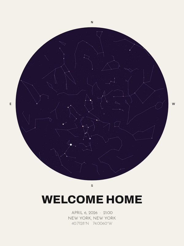 Housewarming Gift, Personalized Star Map Print for a New Home - image 1