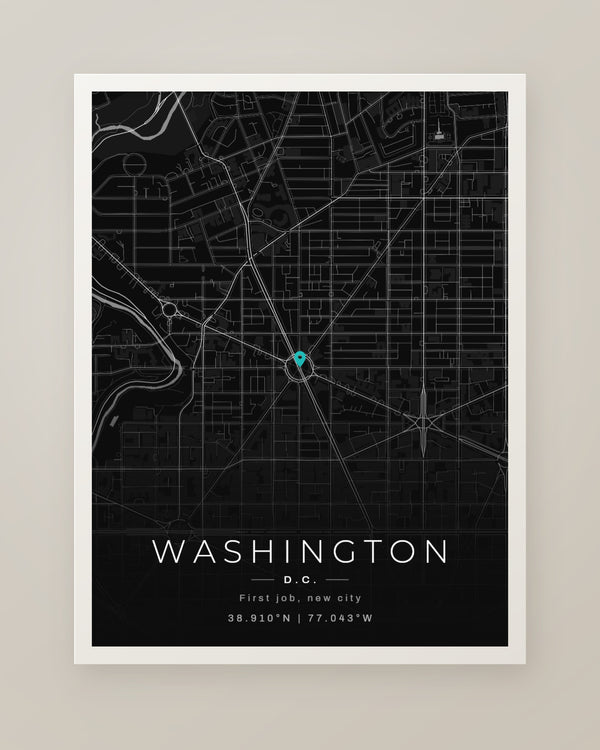 First Job New City Map Print, Personalized Graduate Gift
