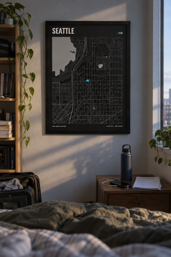 Moving Away Gift Map Print, Personalized New City Map lifestyle