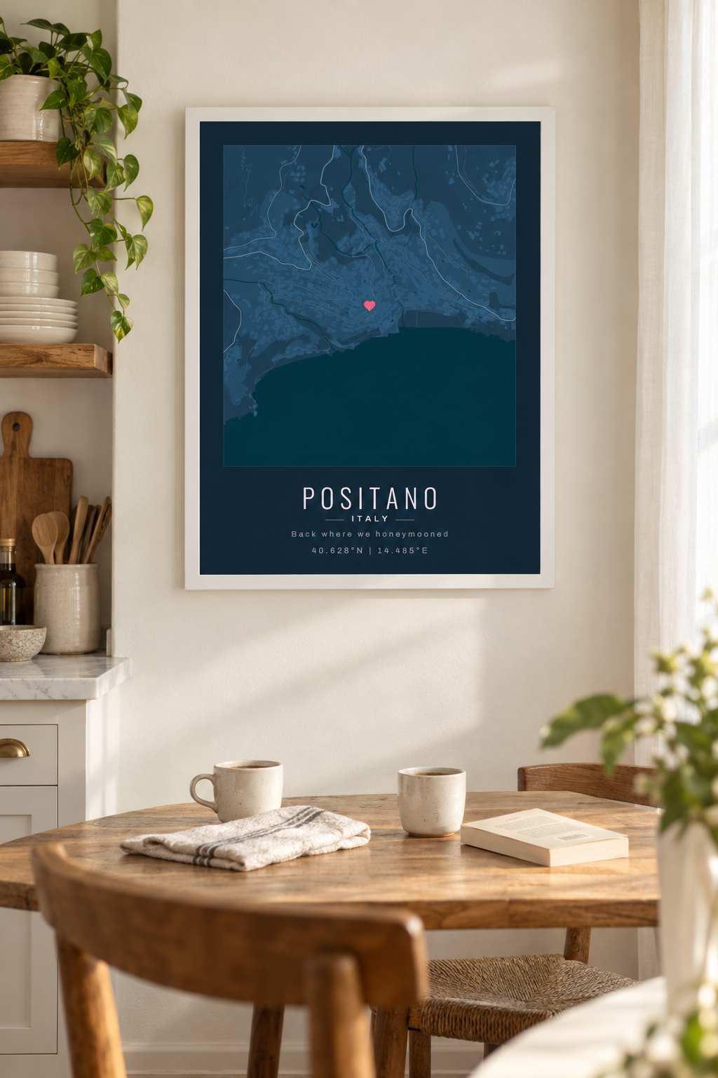 Honeymoon Anniversary Map Print, Personalized Gift lifestyle