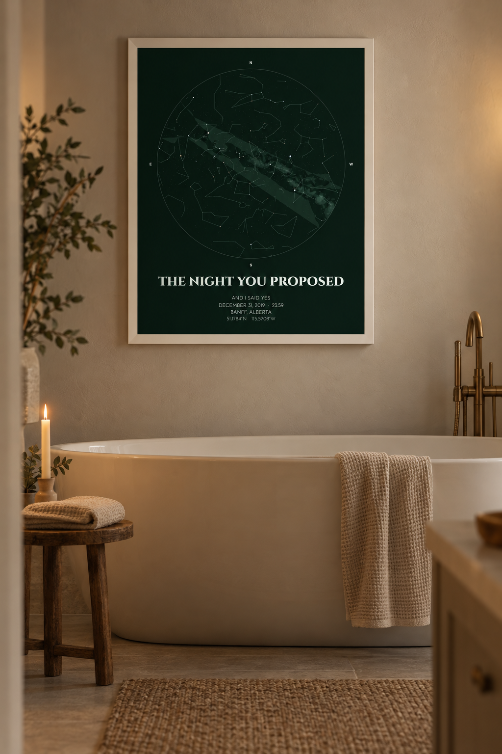 The Night You Proposed Star Map, Personalized Engagement Anniversary Print lifestyle