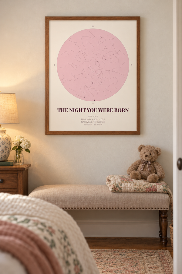 The Night You Were Born Star Map in Pink, Personalized Baby Girl Gift lifestyle