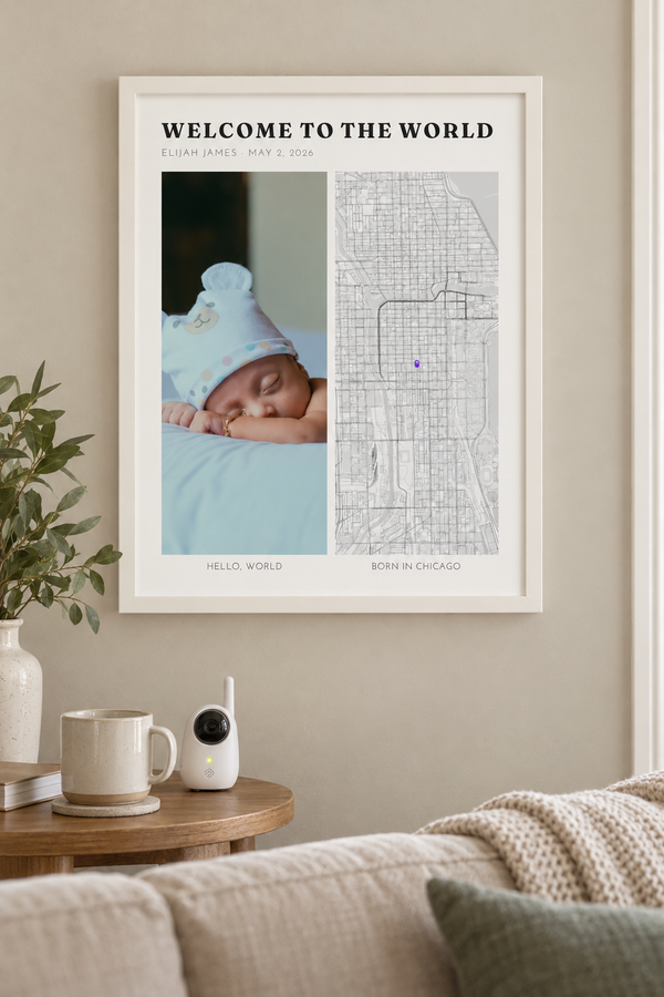 Welcome to the World Photo and Map Collage, Personalized Baby Gift lifestyle