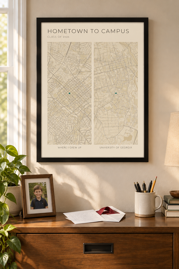 Hometown to Campus Map Collage, Personalized Graduation Gift lifestyle