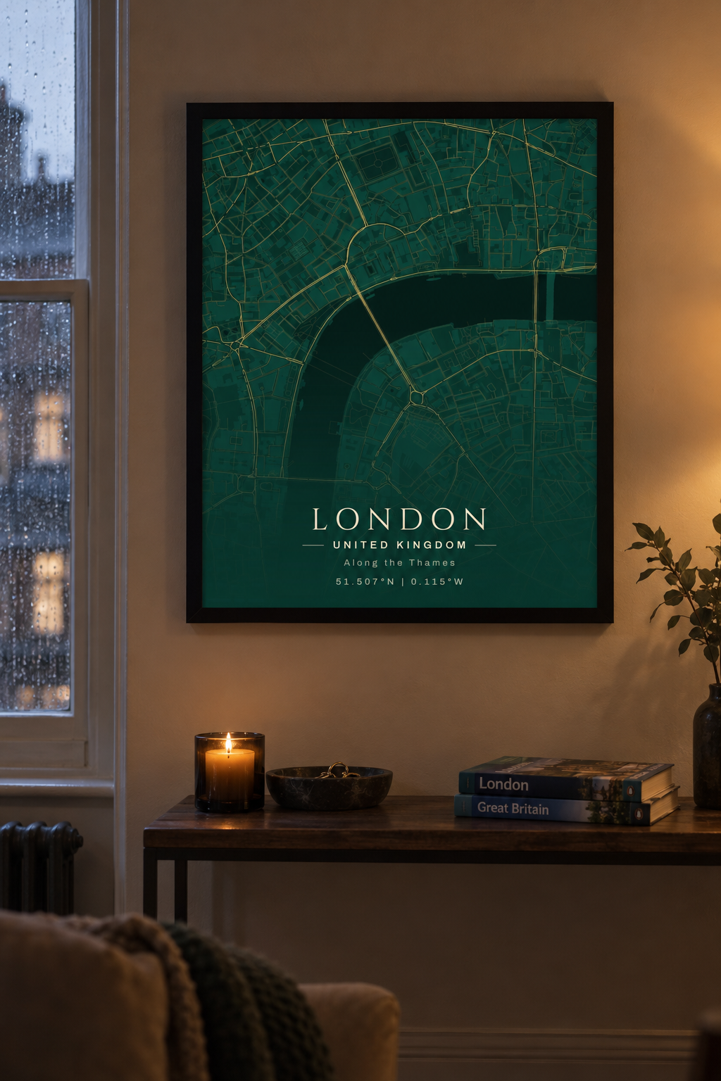 London Map Print, Thames River Travel Wall Art lifestyle