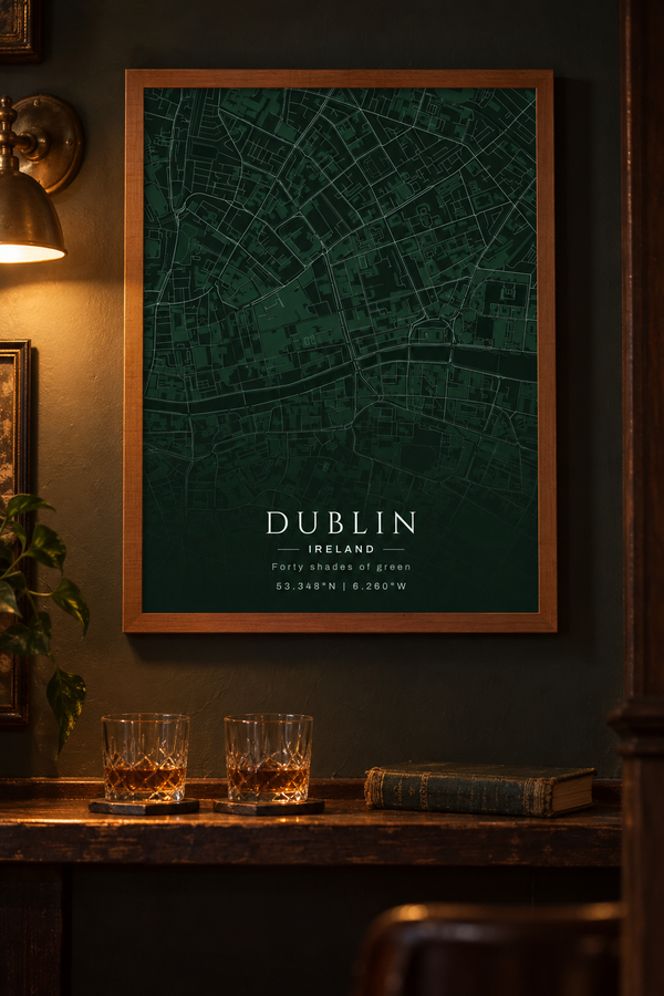 Dublin Map Print, Green Ireland Travel Wall Art lifestyle