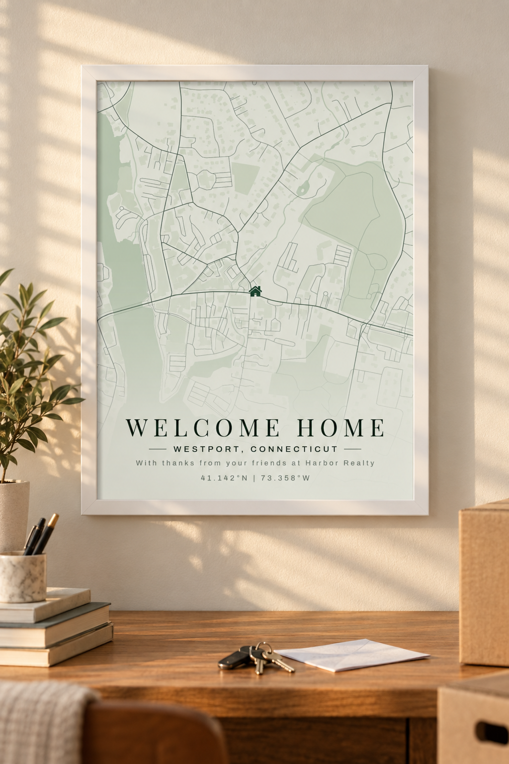 Real Estate Closing Gift Map Print, Personalized Client Housewarming Gift lifestyle