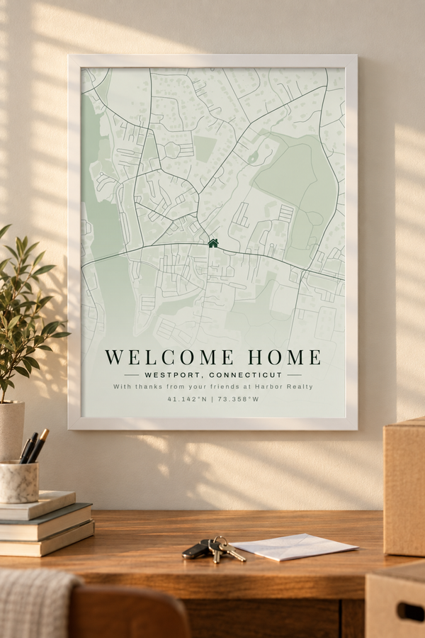 Real Estate Closing Gift Map Print, Personalized Client Housewarming Gift lifestyle
