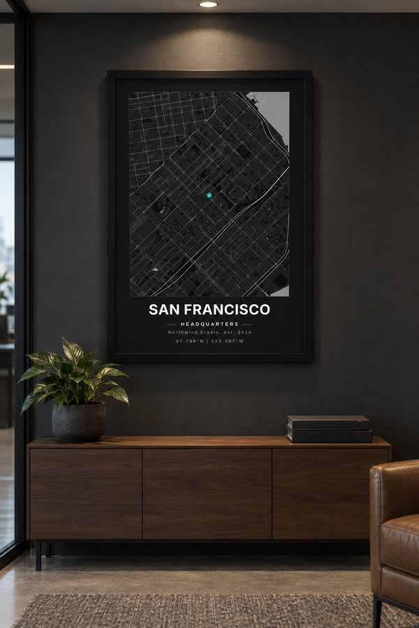 Company Headquarters Map Print, Personalized Office Wall Art lifestyle