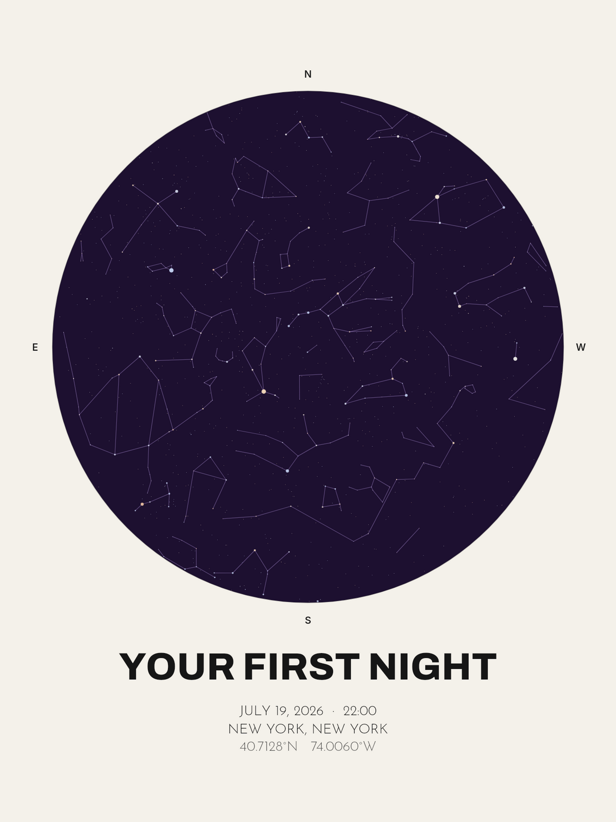 Baby's First Night Star Map, Personalized Nursery Print - image 1