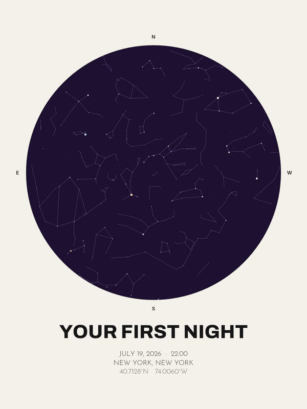 Baby's First Night Star Map, Personalized Nursery Print - image 1