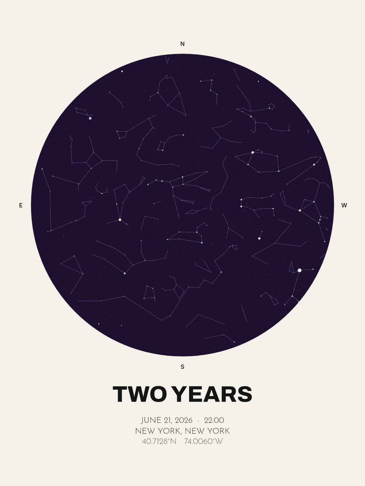 Second Anniversary Gift, Personalized Star Map Print - image 1
