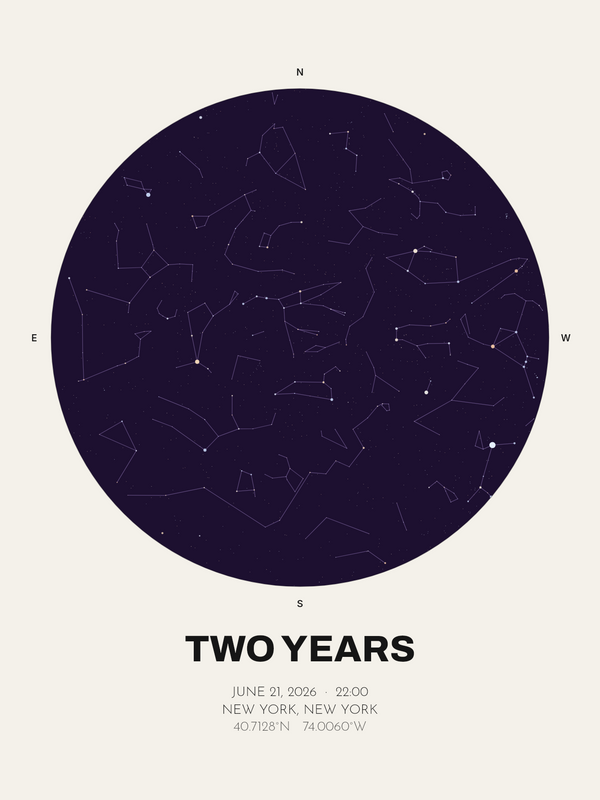 Second Anniversary Gift, Personalized Star Map Print - image 1