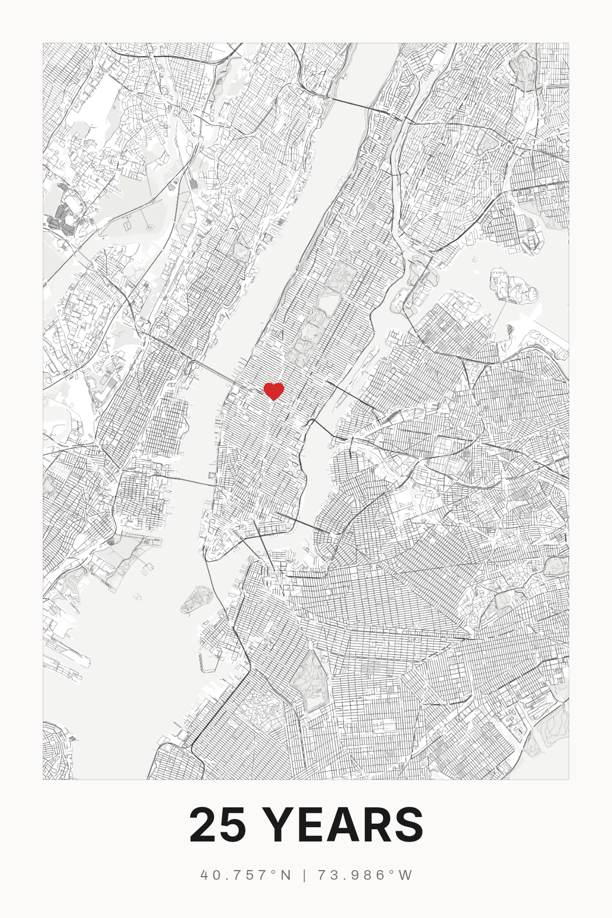 25th Anniversary Gift, Personalized Wedding Map Print (Silver Anniversary) - image 1