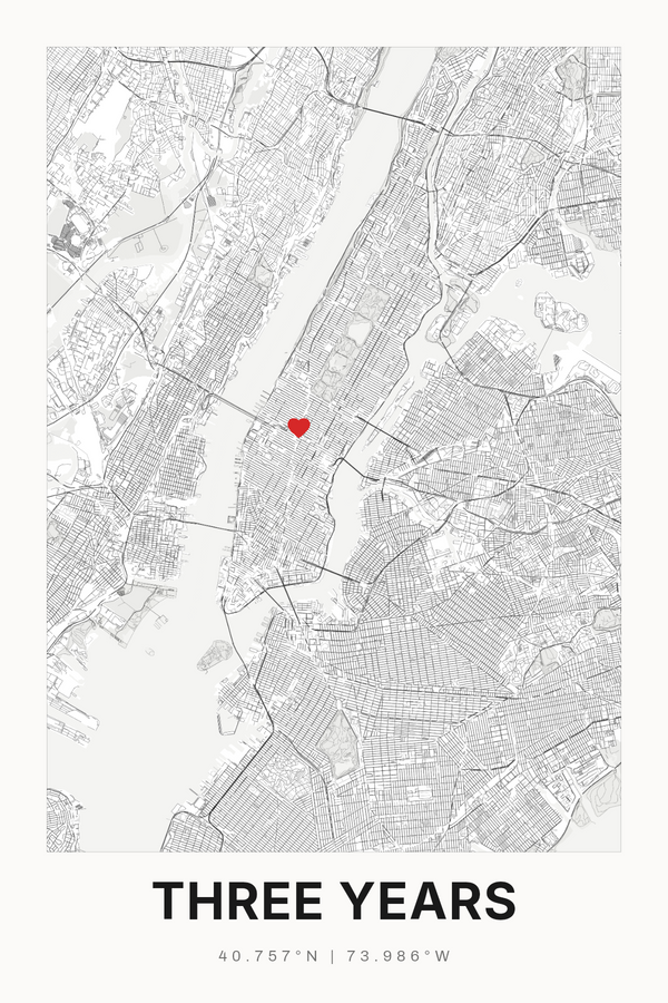 Third Anniversary Gift, Personalized Wedding Map Print - image 1