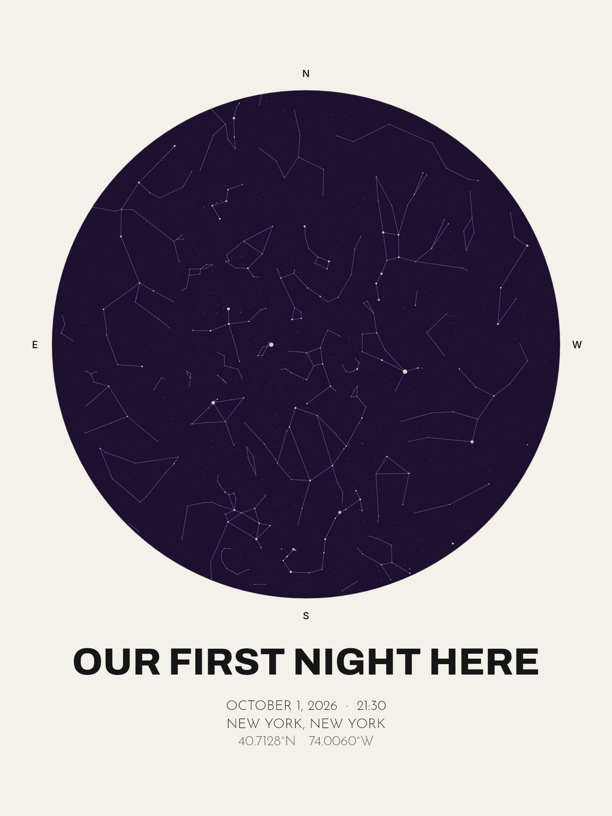 Our First Night Here, Personalized New Home Star Map Print - image 1