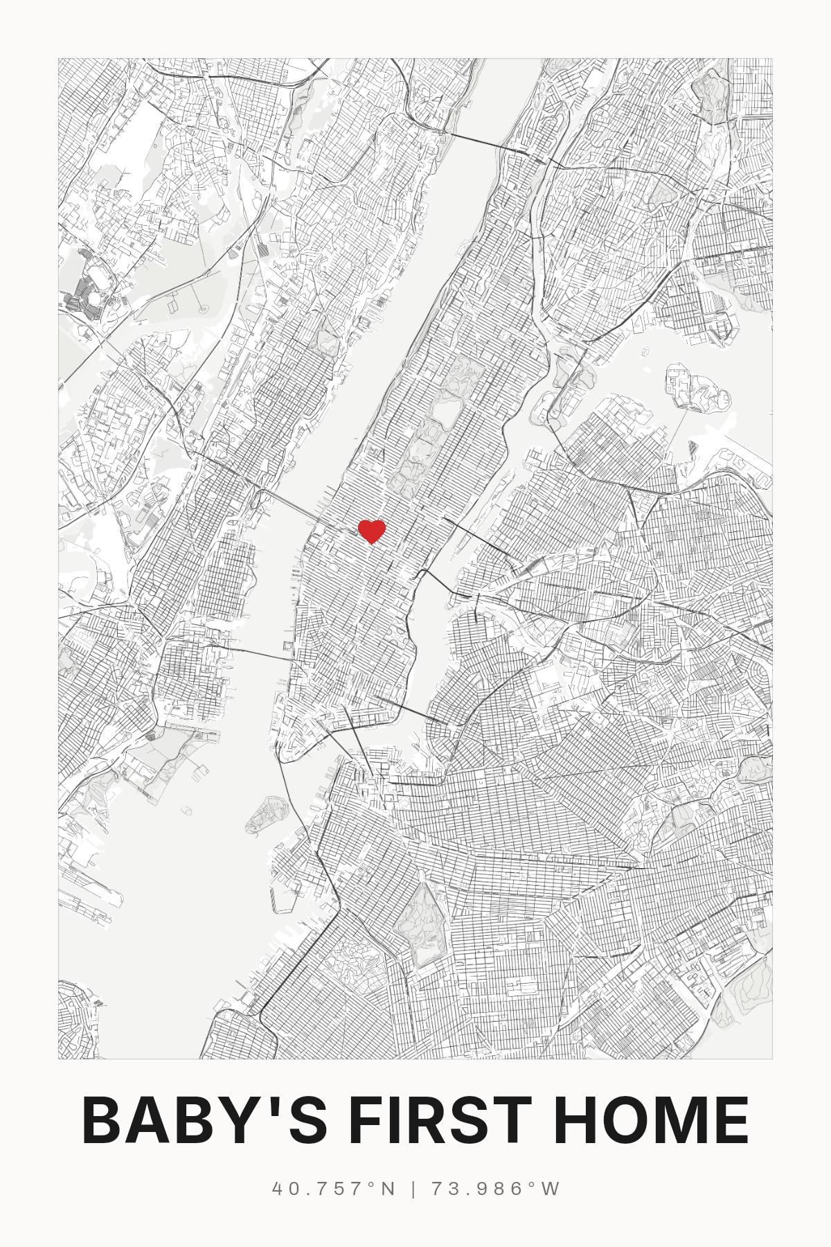 Baby's First Home Map Print, Personalized Nursery Wall Art - image 1