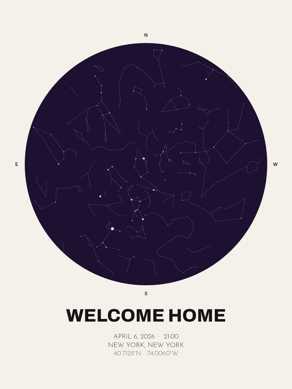 Housewarming Gift, Personalized Star Map Print for a New Home - image 1