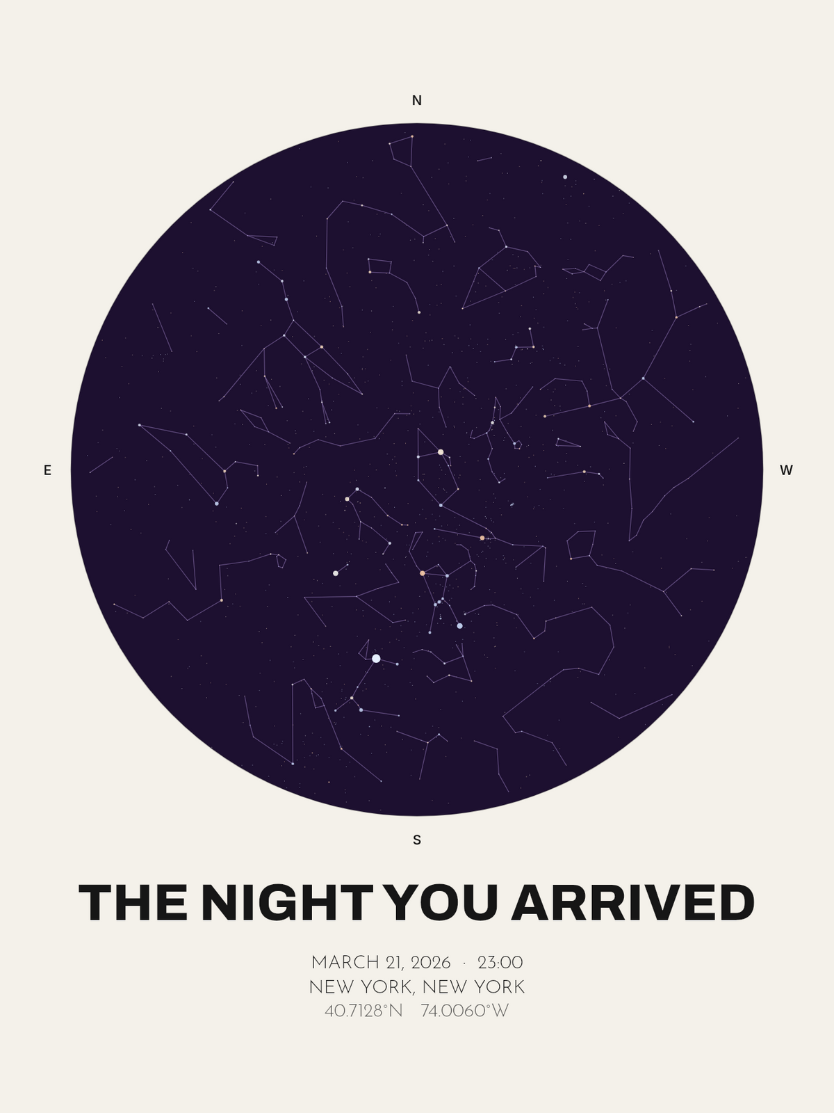 New Baby Gift, Personalized Star Map of the Night They Were Born - image 1