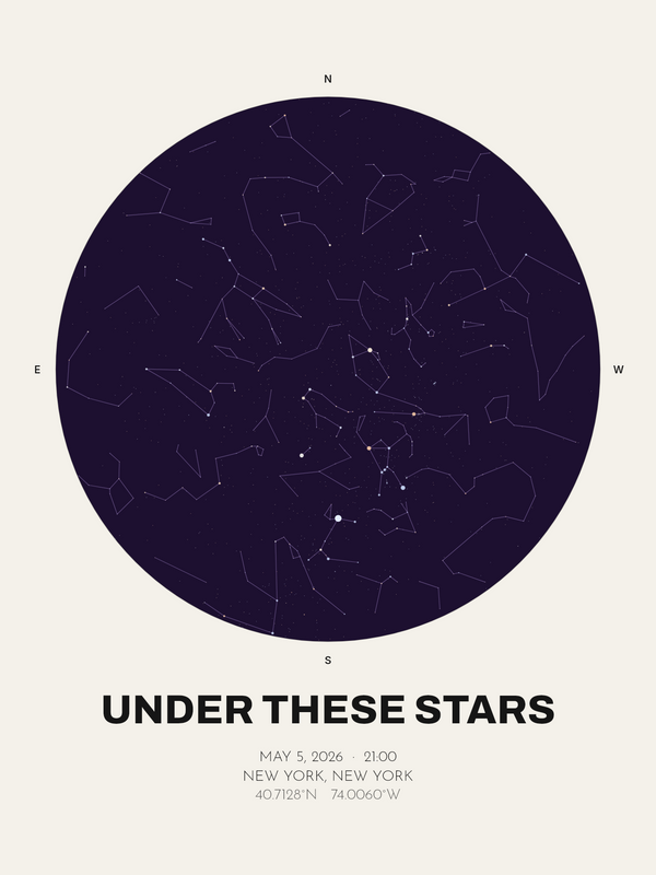 Nursery Star Map Print, Personalized Baby Shower Gift - image 1
