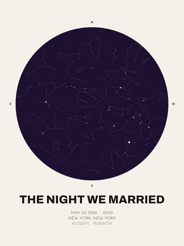 Wedding Night Star Map, Personalized Wedding Gift Print - image 1