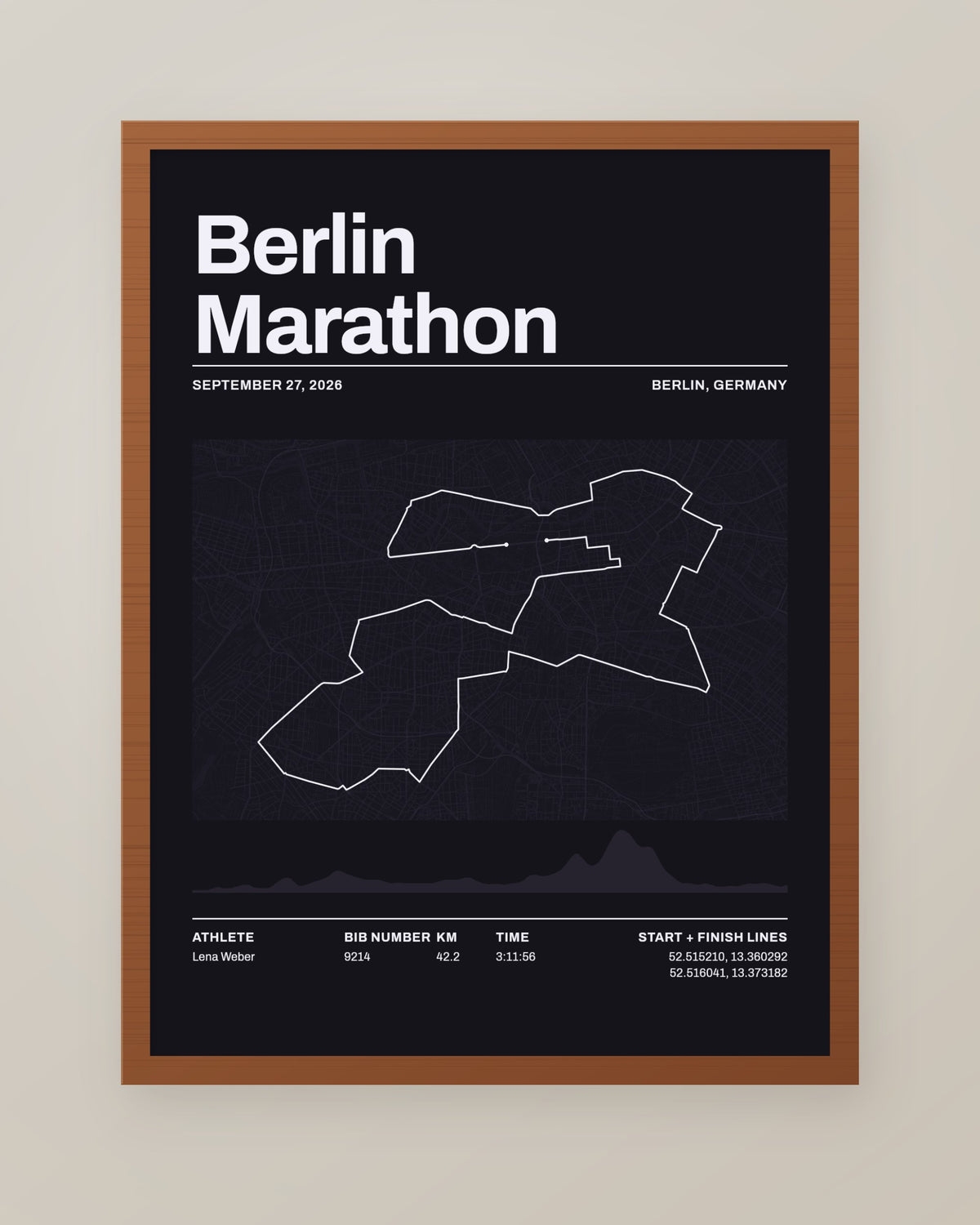 Berlin Marathon Route Map, Personalized Finisher Print