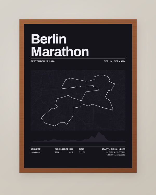 Berlin Marathon Route Map, Personalized Finisher Print