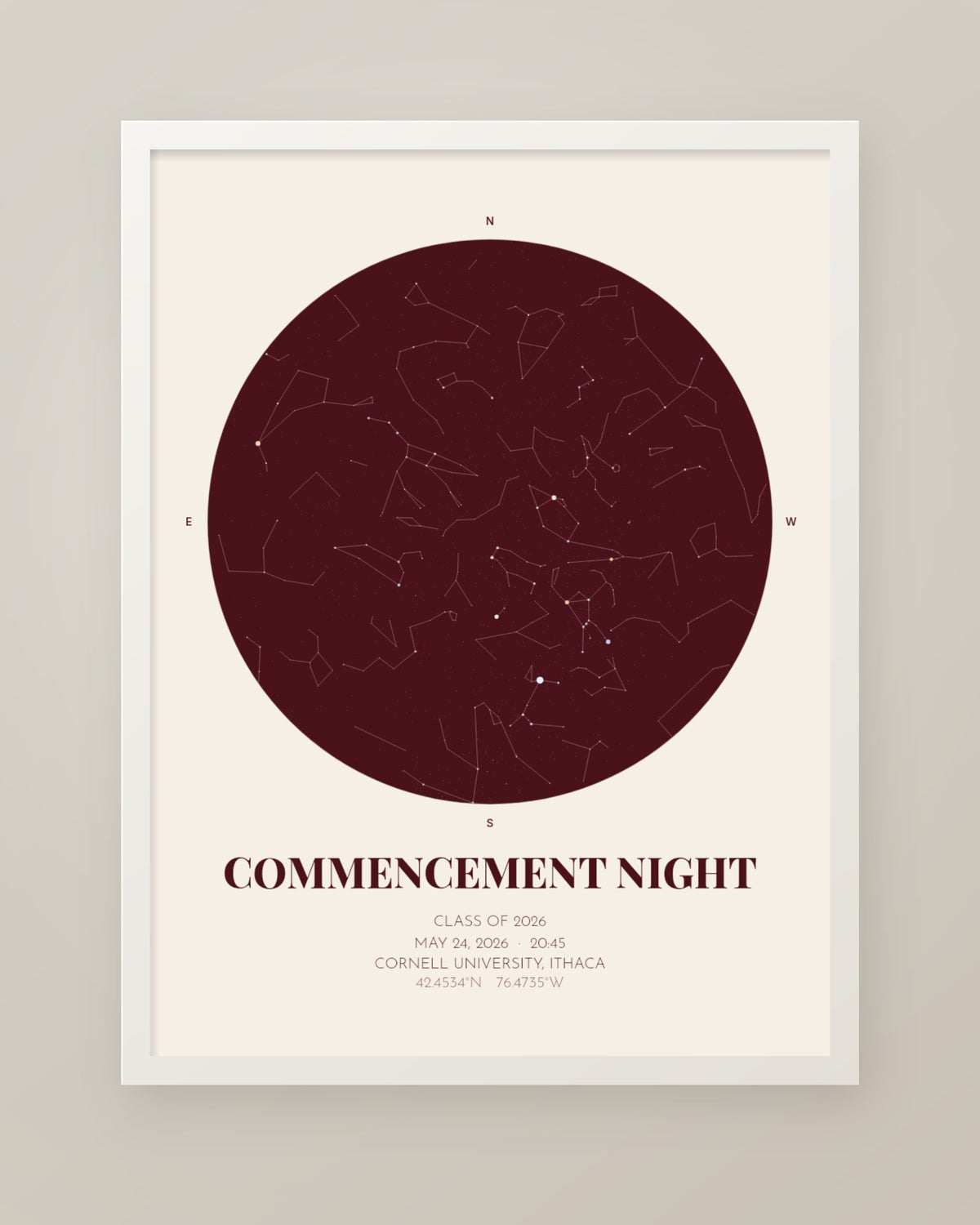 Commencement Night Star Map, Personalized Class of 2026 Gift