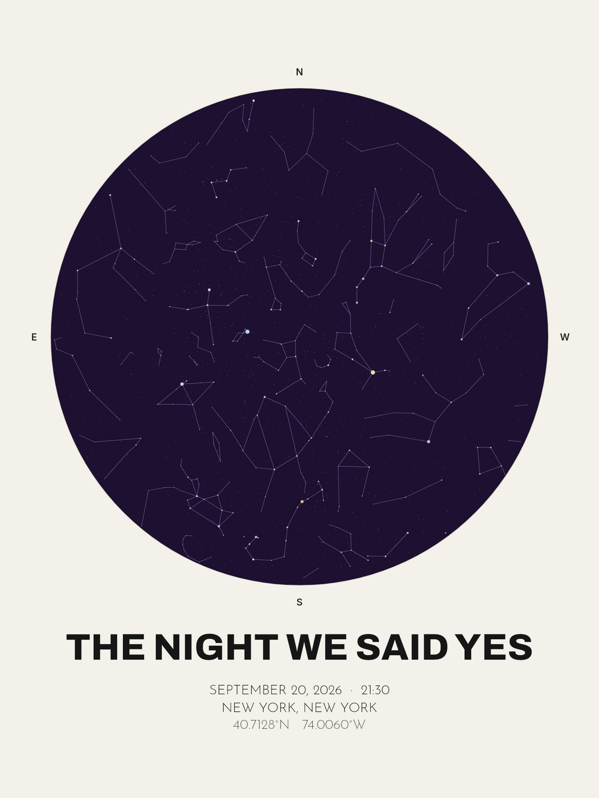 Engagement Gift, Personalized Star Map of the Night You Said Yes - image 1
