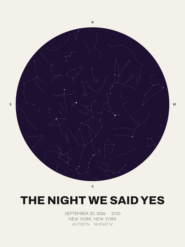 Engagement Gift, Personalized Star Map of the Night You Said Yes - image 1