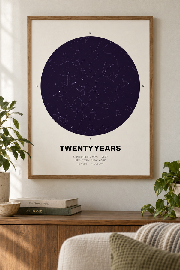 20th Anniversary Gift, Personalized Star Map Print lifestyle