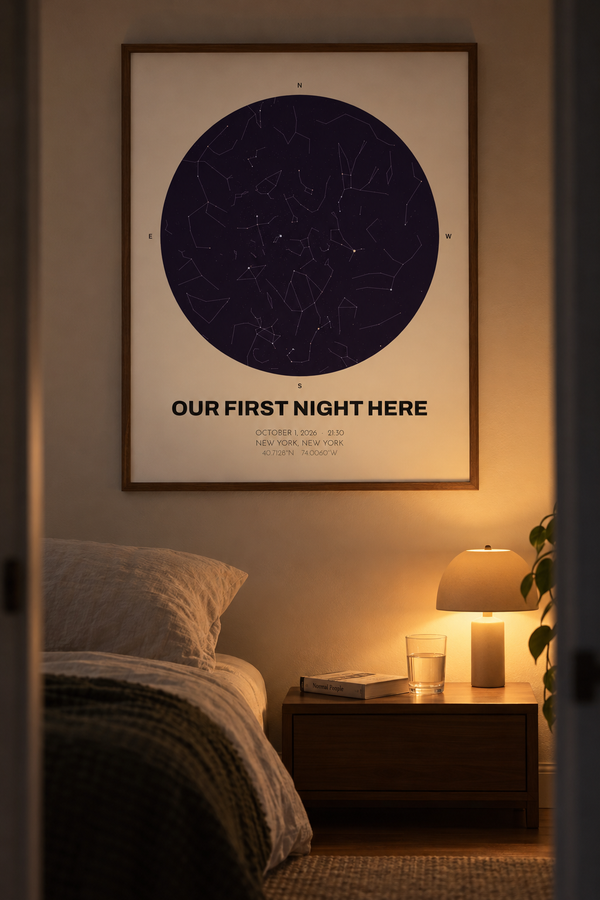 Our First Night Here, Personalized New Home Star Map Print lifestyle