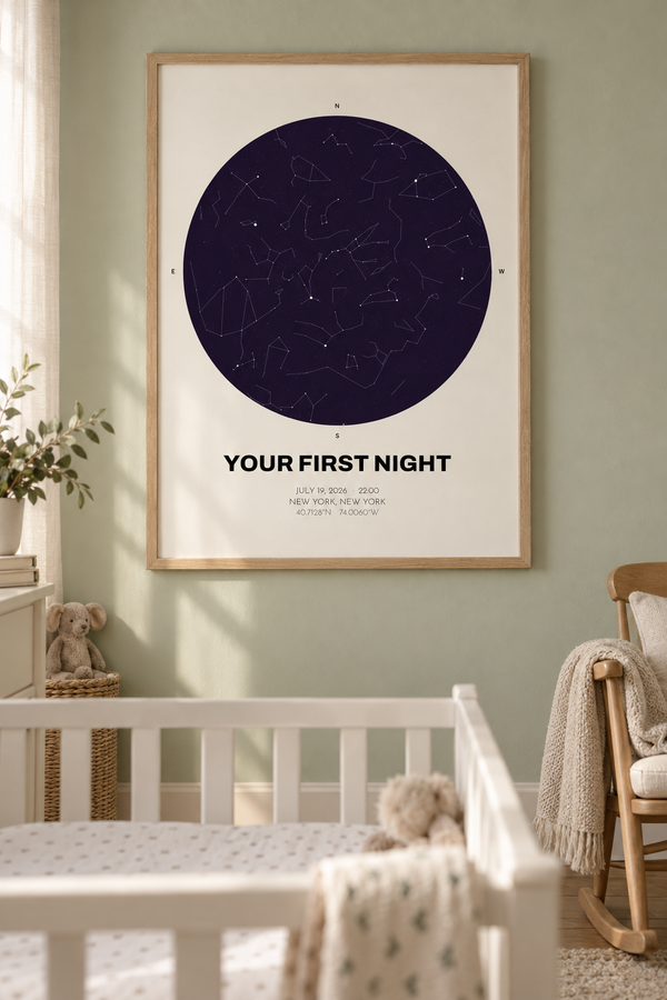 Baby's First Night Star Map, Personalized Nursery Print lifestyle