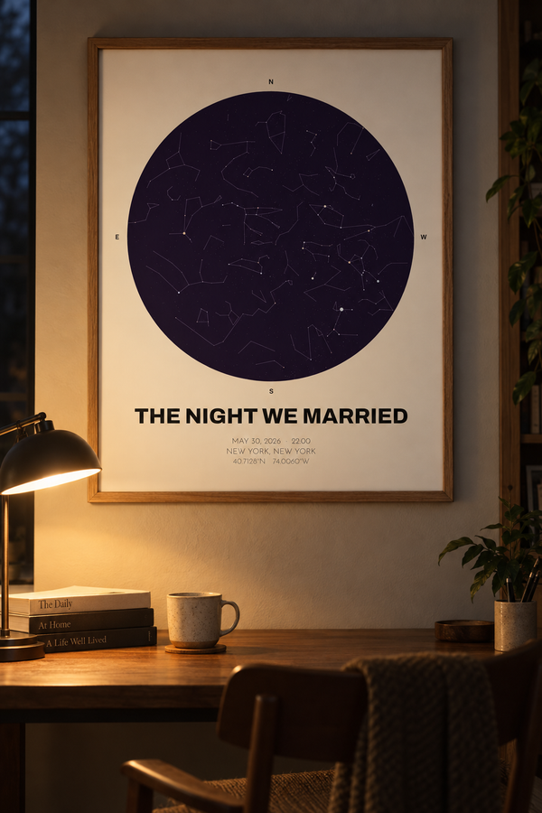 Wedding Night Star Map, Personalized Wedding Gift Print lifestyle