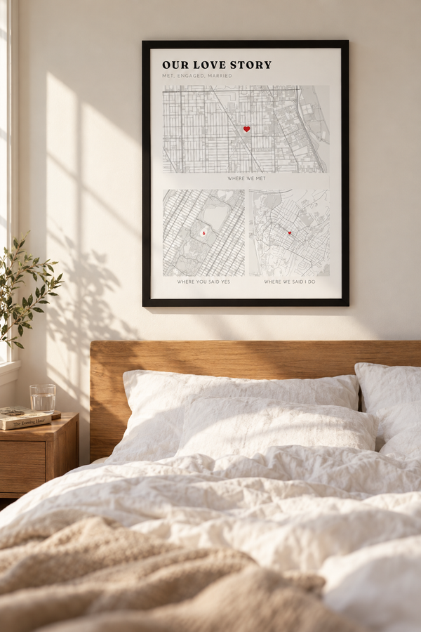 Our Love Story Map Collage, Where We Met, Got Engaged and Married lifestyle