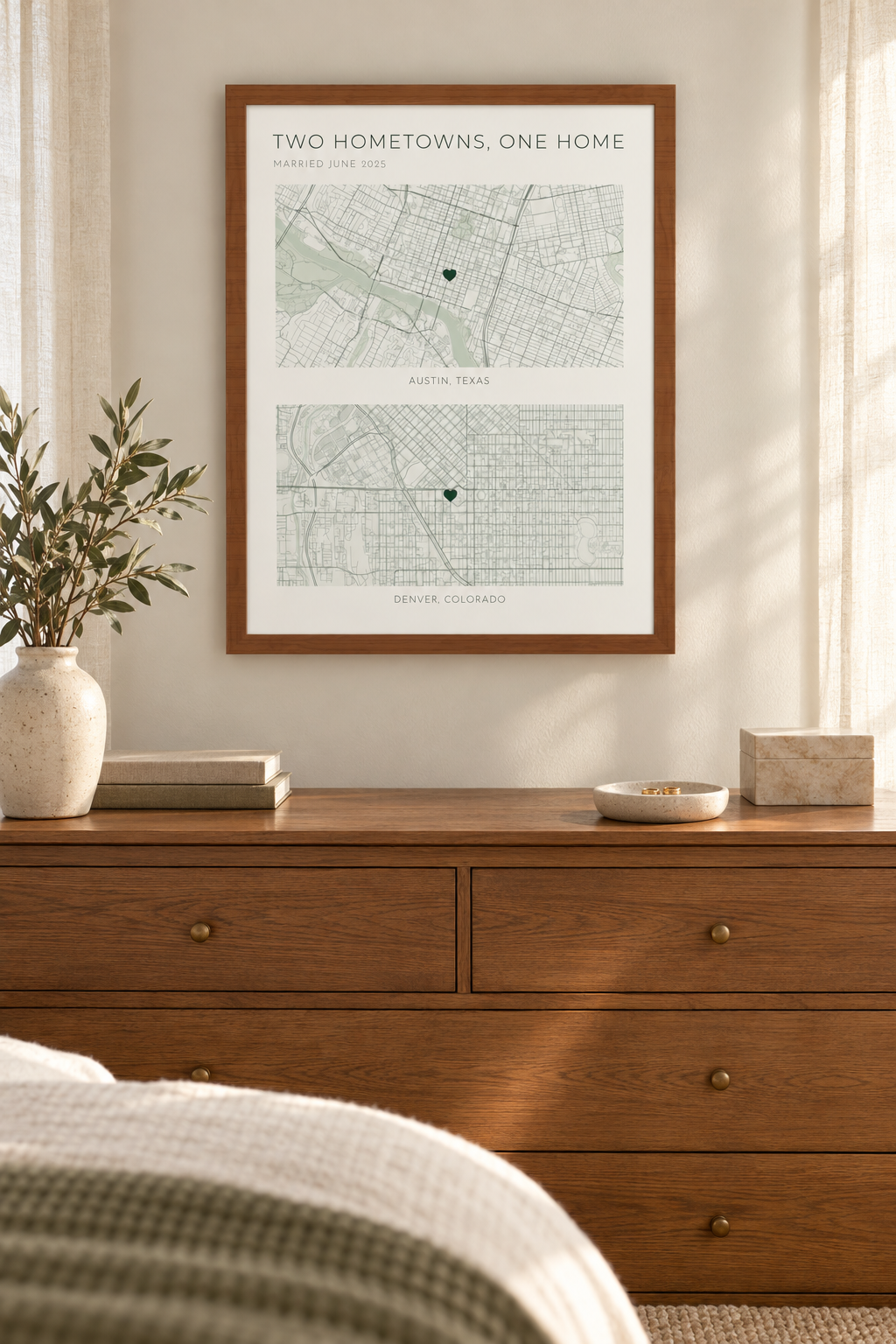 Two Hometowns Wedding Map Collage, Personalized Gift for the Couple lifestyle