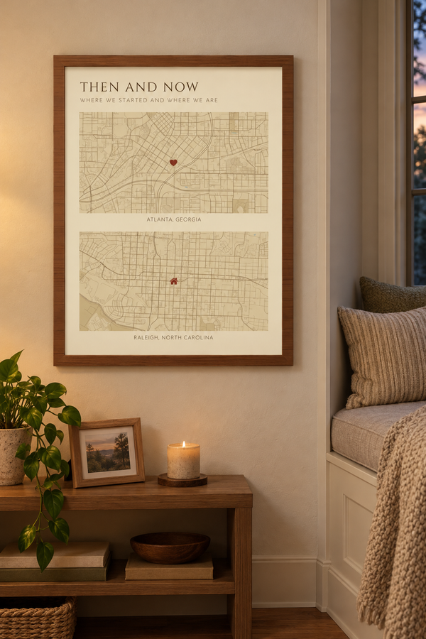 Then and Now Map Collage, Personalized Anniversary Gift lifestyle