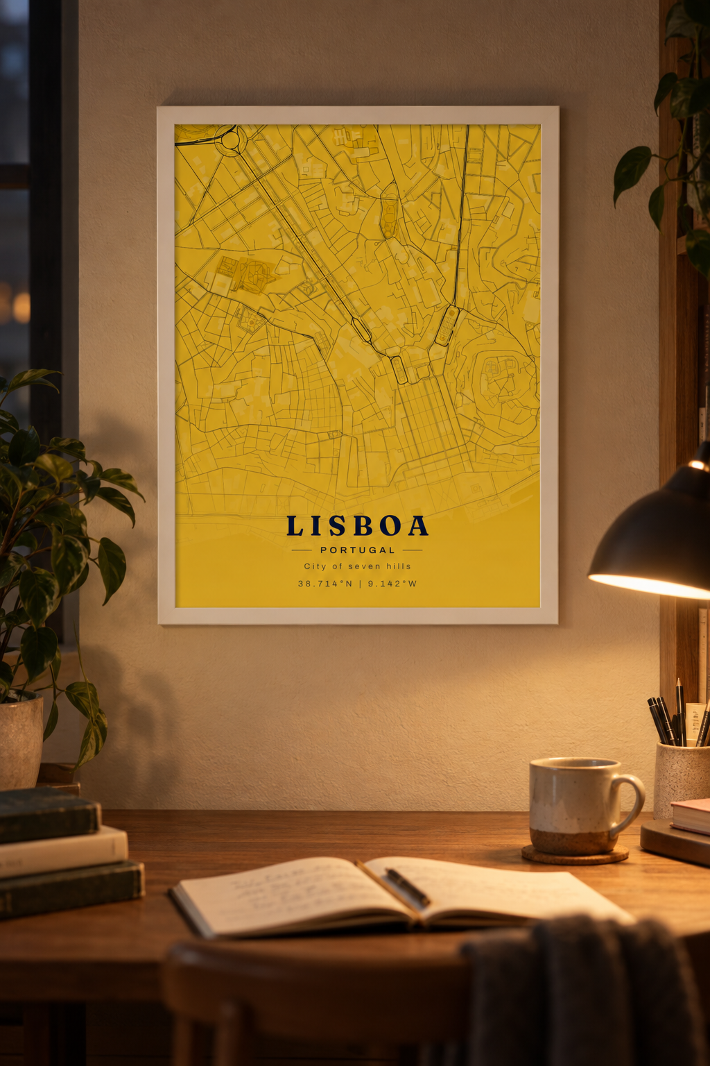 Lisbon Map Print, Lisboa Portugal Travel Wall Art lifestyle