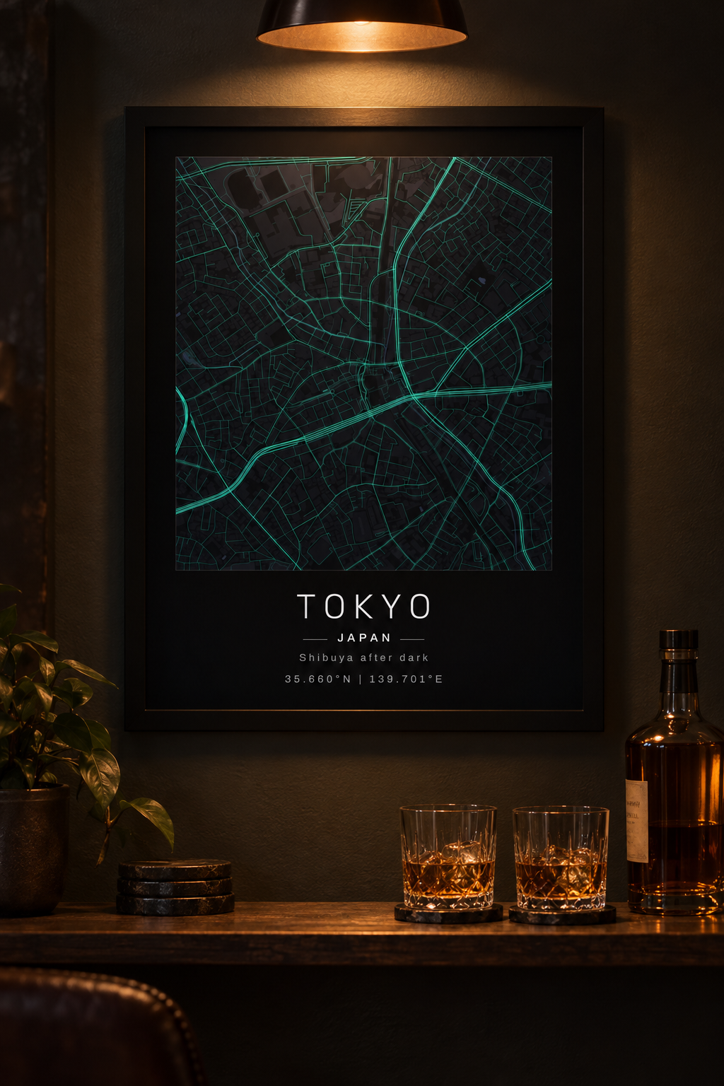 Tokyo Map Print, Shibuya Japan Travel Wall Art lifestyle