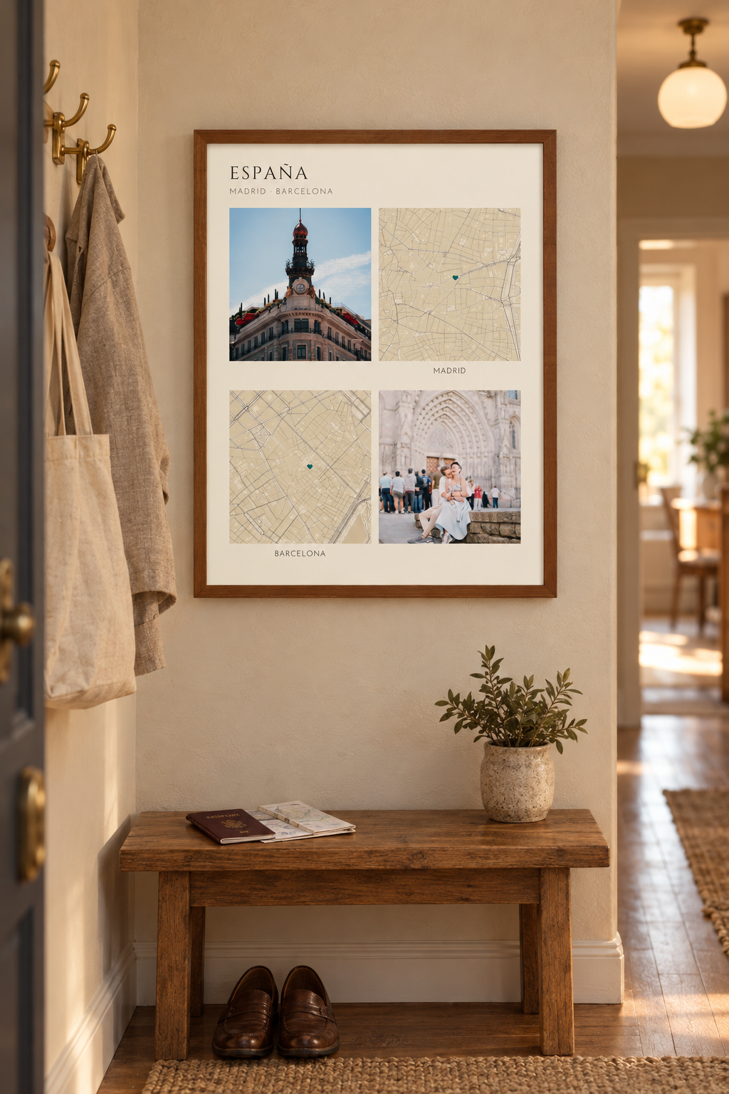 Spain Photo and Map Collage, Madrid and Barcelona Travel Gift lifestyle