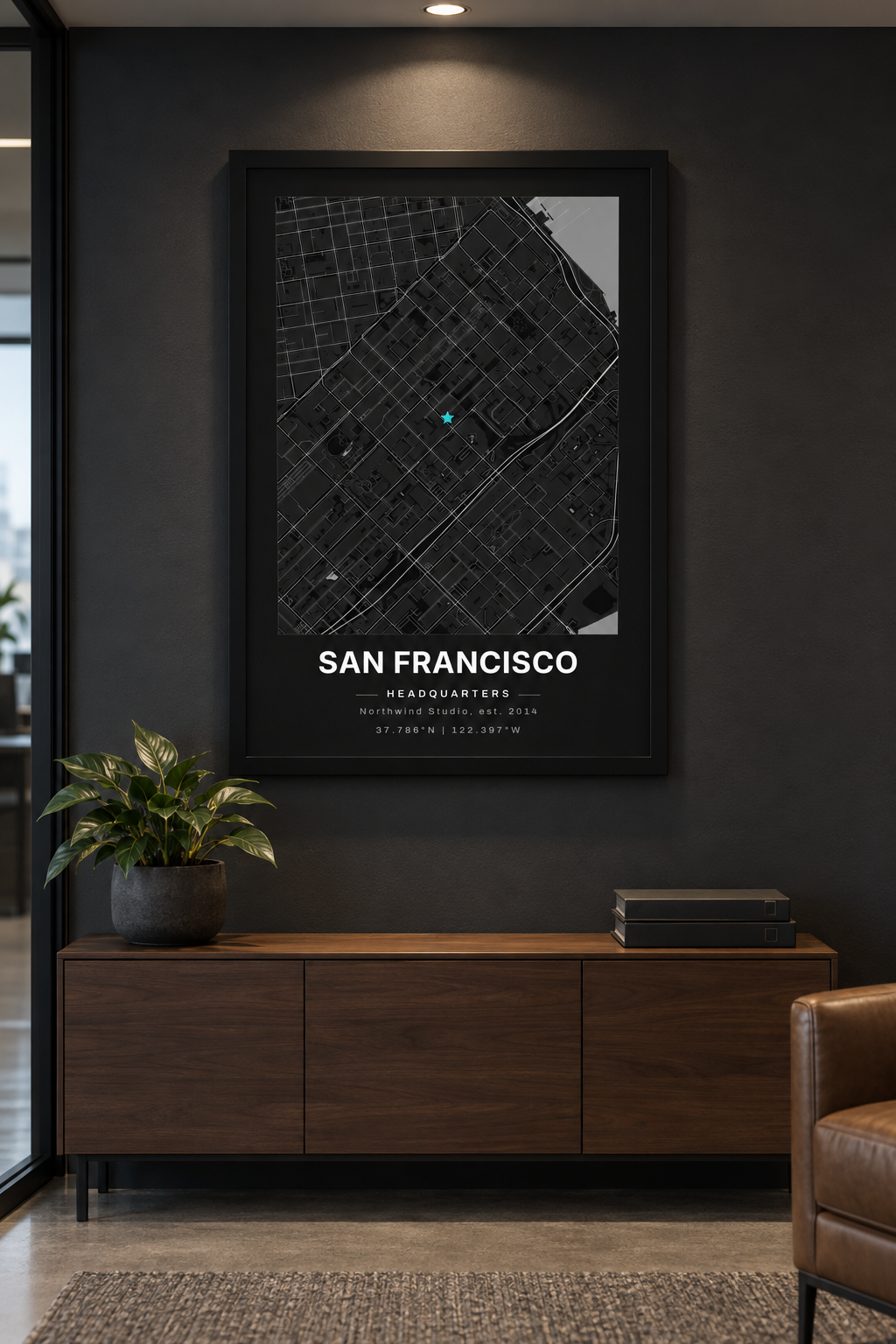 Company Headquarters Map Print, Personalized Office Wall Art lifestyle