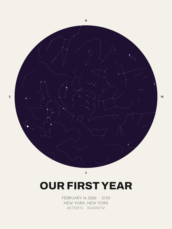 First Anniversary Gift, Personalized Star Map Print (Paper Anniversary) - image 1
