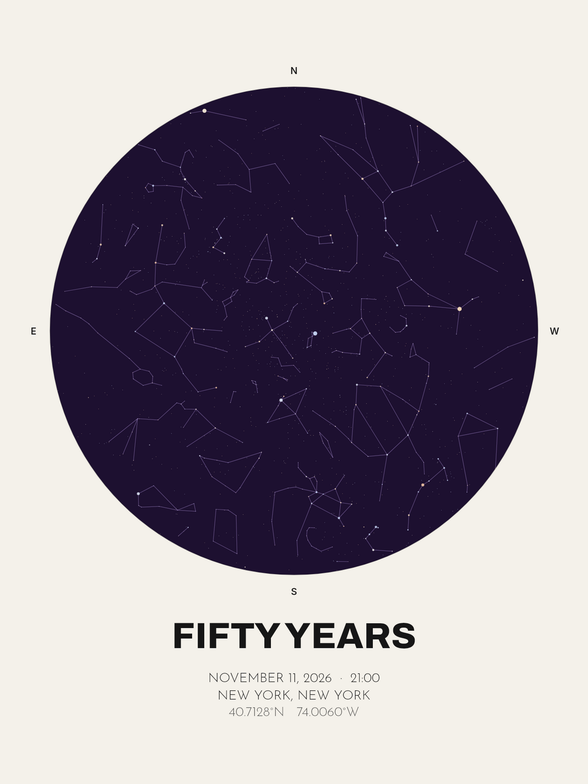 50th Anniversary Gift, Personalized Star Map Print (Golden Anniversary) - image 1