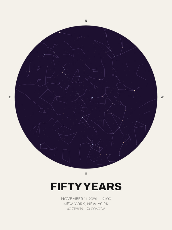 50th Anniversary Gift, Personalized Star Map Print (Golden Anniversary) - image 1