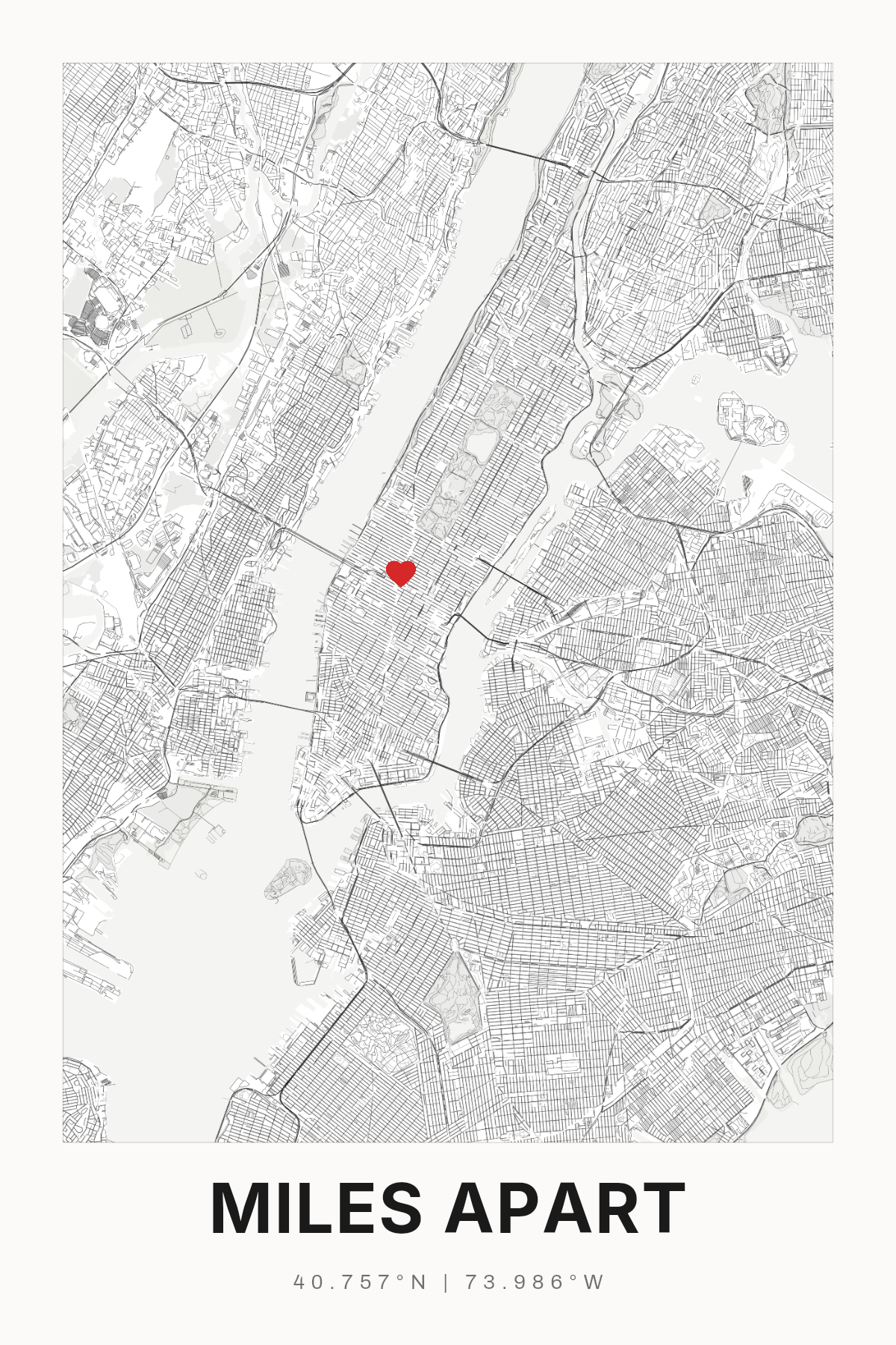 Long Distance Relationship Gift, Personalized Map Print - image 1